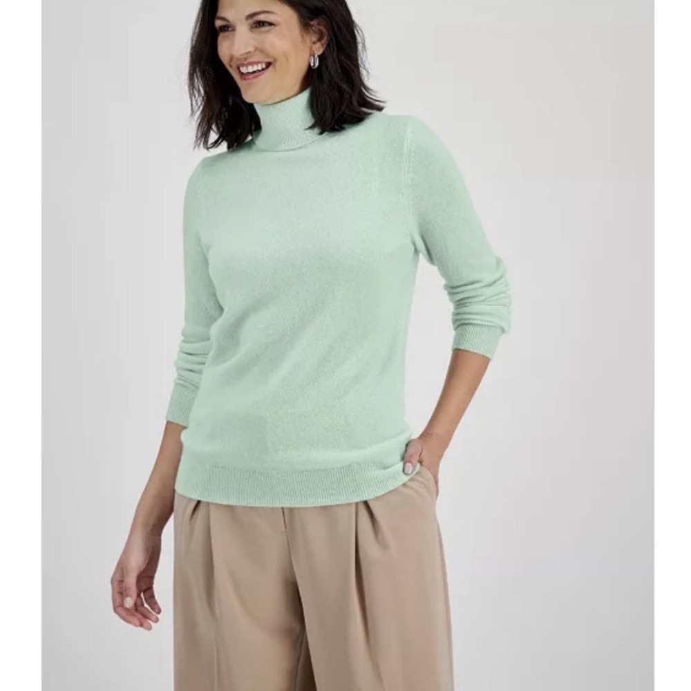 CHARTER CLUB 100% Cashmere‎ Turtle Neck Sweater Size Small Mint Green